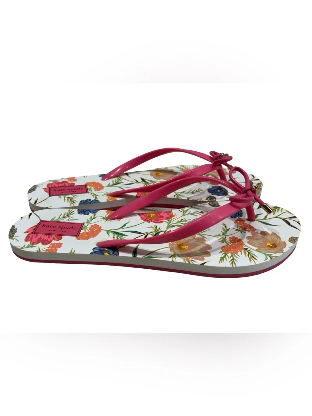 Kate Spade New York Floral Bow Flip Flops Pink Thong Sandals Women’s Size 9/10